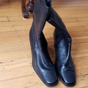 Black mid calf boots